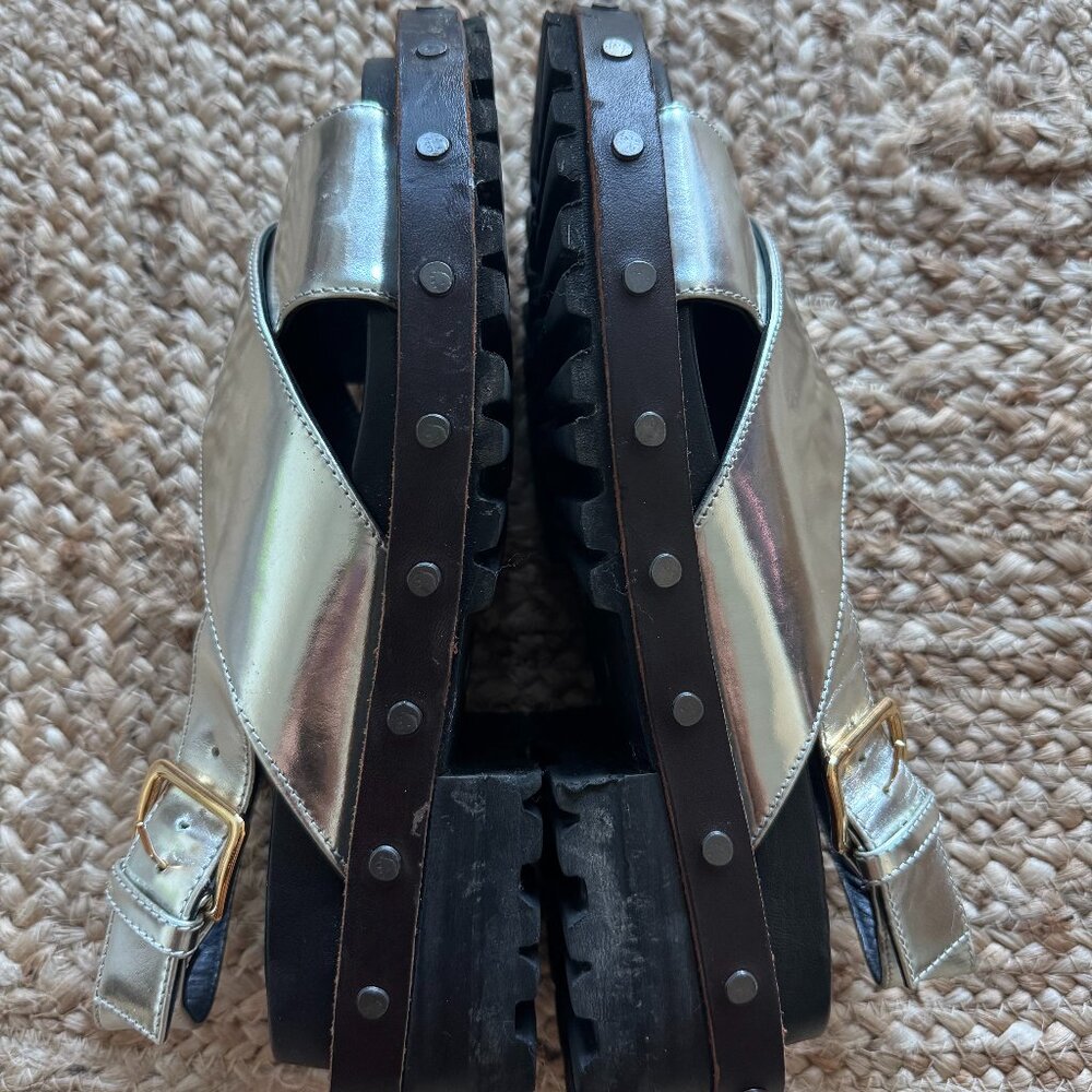 Marni Fussbett Sandals silver Leather – Size 39 / US 9 – Excellent Condition ✨ - Picture 2 of 11